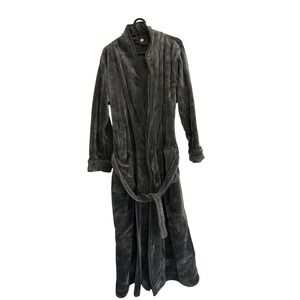NY Threads Fleece Robe Mens Large Charcoal Grey‎ Excellent Plush Shawl Collar L